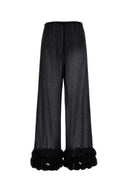 Oseree Black Nylon Wide Leg Pant