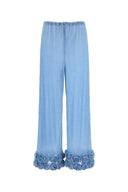 Pantalón de pierna ancha de nylon azul de Oseree