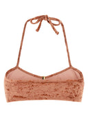 Chloe Peach Stretch Velvet Bikini Top