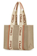 Chloe Multicolor Linen Medium Woody Shopping Bag