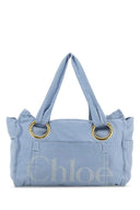 Chloe Powder Blue Canvas Shopping Bag
