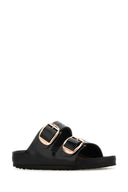 Birkenstock Black Leather Arizona Slippers