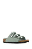 Birkenstock Mint Green Leather Florida Slippers