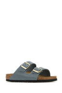 Birkenstock Powder Blue Leather Arizona Slippers