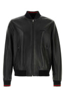 Gucci Black Leather Bomber Jacket
