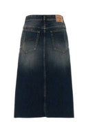 Balenciaga Two Tone Twill And Denim Skirt