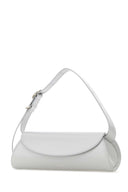 Jil Sander Light Grey Leather Small Cannolo Crossbody Bag