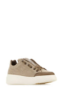 Max Mara Dove Grey Cashmere And Leather Maxi Sneakers