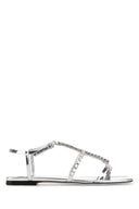 Jimmy Choo Silver Leather Gwyn Sandals