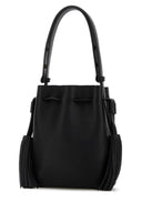 Valentino Garavani Black Leather V Logo Signature Bucket Bag