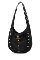 Valentino Garavani Black Leather V Logo Signature Shoulder Bag