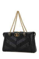 Valentino Garavani Black Leather Panthea Shopping Bag