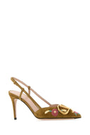 Valentino Garavani Camel Suede V Logo Signature Pumps