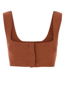 Le Kasha Brick Linen Jirja Top Crop
