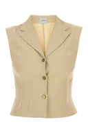 Le Kasha Beige Linen Sawadah Vest