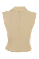 Le Kasha Beige Linen Sawadah Vest