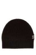 Miu Miu Dark Brown Stretch Wool Blend Beanie Hat