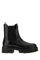 Schwarze Prada-Lederstiefeletten