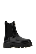 Schwarze Prada-Lederstiefeletten
