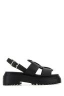 Schwarze Prada-Ledersandalen