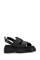 Schwarze Prada-Ledersandalen