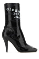 Givenchy Svart Skinn Skåret Firkantet Givenchy Tape ankelstøvler