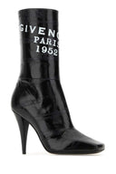 Givenchy Svart Skinn Skåret Firkantet Givenchy Tape ankelstøvler