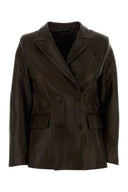 Santoro Dark Brown Leather Blazer