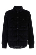 Moncler Grenoble Svart Stretch Corduroy Gelt Dunjakke