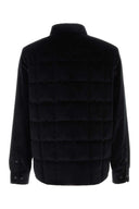 Moncler Grenoble Svart Stretch Corduroy Gelt Dunjakke