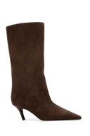 Amina Muaddi Brown Suede Fiona Boots