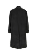 Mm6 Maison Margiela Black Cotton Blend Overcoat
