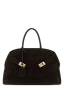 Salvatore Ferragamo Dark Brown Suede Medium Hug Handbag