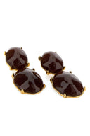 Saint Laurent Brown Metal And Resin Earrings