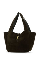 Saint Laurent Khaki Suede Leather Le 5 ã  7 Bea Shopping Bag
