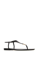 Saint Laurent Cassandre Thong-sandaler i svart skinn