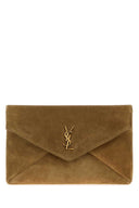 Saint Laurent 카멜 스웨이드 라지 엔벨로프 클러치
