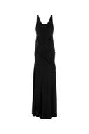 Saint Laurent Black Satin Long Dress