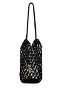 Saint Laurent Black Mesh Stor Cassandre Bucket Bag