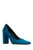 Alaia Turquoise Calf Hair Square Pumps