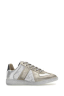 Maison Margiela Two Tone Fabric And Leather Replica Iridescent Sneakers