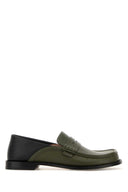 Loewe Two Tone Leather Campo Flap Loafers