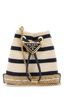 Prada Embroidered Canvas Bucket Bag