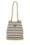 Prada Embroidered Canvas Bucket Bag