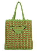 Prada Two Tone Raffia Shopping Bag