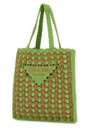 Prada Two Tone Raffia Shopping Bag