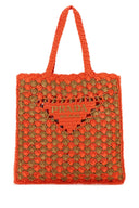 Prada Two Tone Raffia Shopping Bag