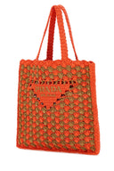 Prada Two Tone Raffia Shopping Bag