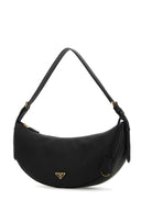 Prada Black Leather Large Prada Demi Lune Crossbody Bag