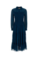 Michael By Michael Kors Blue Georgette Shirt Dress